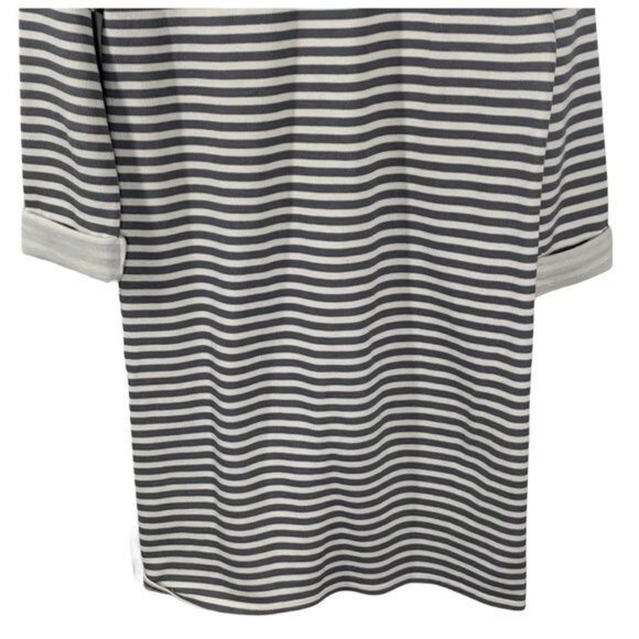Topshop Gray Cream Striped Mini Shift Dress Women’s 6 - Picture 8 of 11